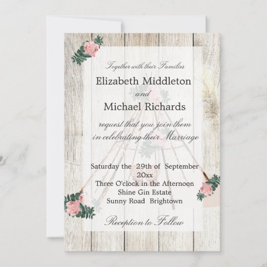 Wedding Rustic Boho Chic Teepee Kaart (Voorkant)