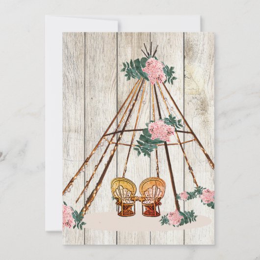 Wedding Rustic Boho Chic Teepee Kaart (Achterkant)