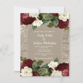 Wedding Rustic Burgundy Ivory Floral Kaart (Voorkant)