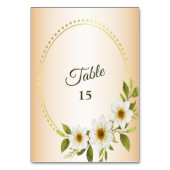 Wedding Rustic Golden Geometric White Floral Peach Kaart (Achterkant)