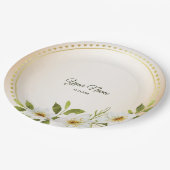 Wedding Rustic Golden Geometric White Floral Peach Papieren Bordje (Gekanteld)