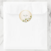 Wedding Rustic Golden Geometric White Floral Peach Ronde Sticker (Tas)