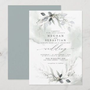 Wedding Rustic Waterverf Greenery Dusty Green Kaart