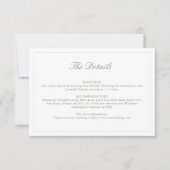 Wedding Sage Green Crest Monogram Details Kaart (Voorkant)