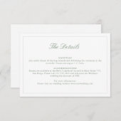 Wedding Sage Green Crest Monogram Details Kaart (Voorkant / Achterkant)