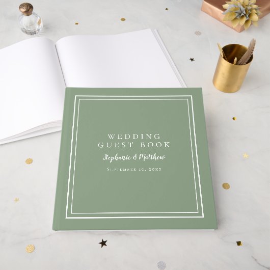 Wedding Sage Green Elegant gastenboek (Voorkant open)