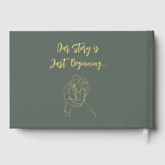 Wedding Sage Green en Gold Foil Guestbook Gastenboek (Achterkant)