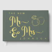 Wedding Sage Green en Gold Foil Guestbook Gastenboek (Voorkant)