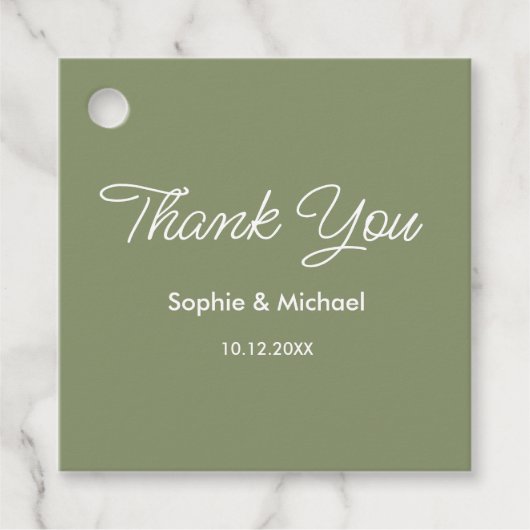 Wedding Sage Green White Bedankt Bedankjes Labels (Voorkant)