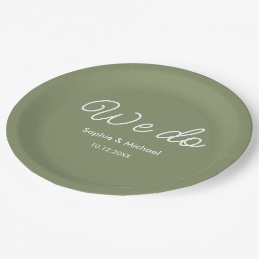 Wedding Sage Green White We doen dat Papieren Bordje (Gekanteld)
