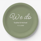 Wedding Sage Green White We doen dat Papieren Bordje (Voorkant)