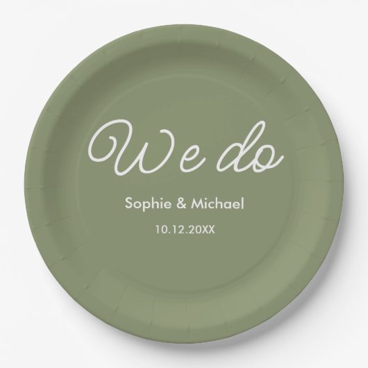 Wedding Sage Green White We doen dat Papieren Bordje (Voorkant)