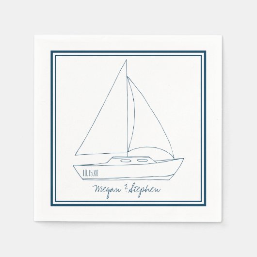 Wedding Sailboat Servetten (Voorkant)