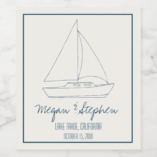 Wedding Sailboat Wijn Etiket (Enkel label)