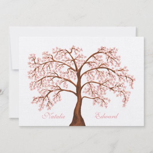 Wedding Sakura Cherry Blossom Tree Invitations Kaart (Voorkant)