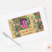 WEDDING SAVE DATE FLORAL PARCHMENT GEM MONOGRAM RECHTHOEKIGE STICKER (Envelop)