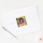 WEDDING SAVE DATE FLORAL PARCHMENT GEM MONOGRAM VIERKANTE STICKER (Envelop)