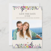Wedding Save Date Foto Waterverf Wildbloemen Save The Date (Voorkant)