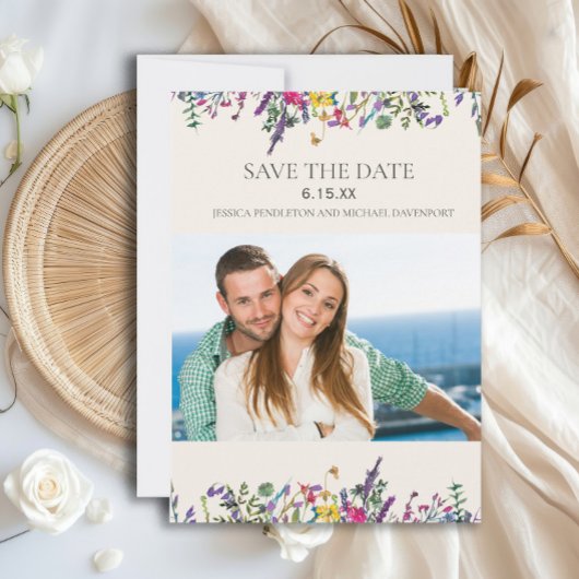 Wedding Save Date Foto Waterverf Wildbloemen Save The Date