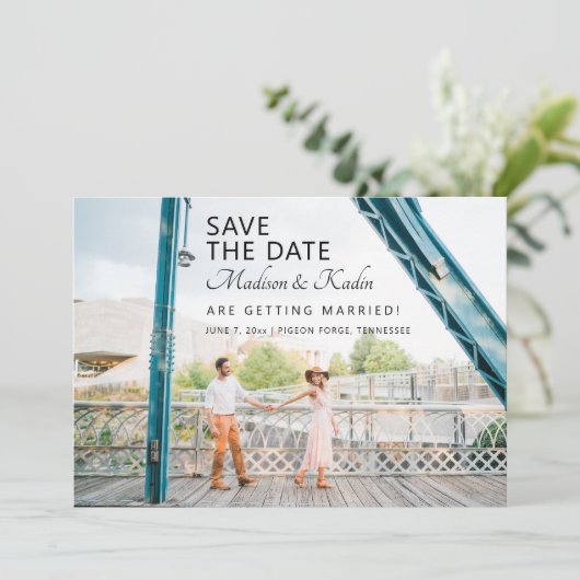 Wedding Save the Date 4 Photo Kaart (Staand voorkant)