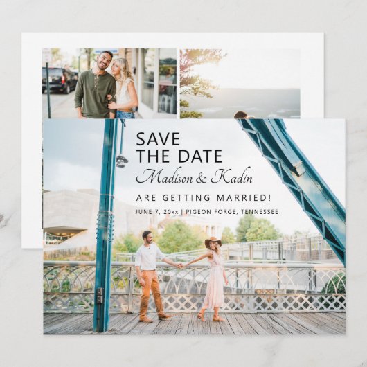 Wedding Save the Date 4 Photo Kaart (Voorkant / Achterkant)