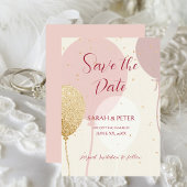Wedding Save The Date Announcement Pink Gold