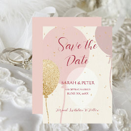 Wedding Save The Date Announcement Pink Gold