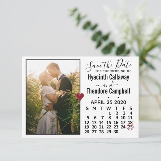 Wedding Save the Date April 2020 Calendar Photo (Staand voorkant)