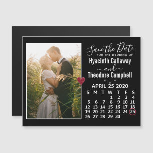 Wedding Save the Date April 2020 Calendar Photo Magnetische Uitnodiging