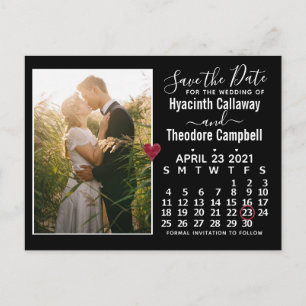 Wedding Save the Date April 2021 Calendar Photo Uitnodiging Briefkaart