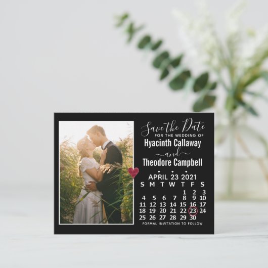 Wedding Save the Date April 2021 Calendar Photo Uitnodiging Briefkaart (Staand voorkant)