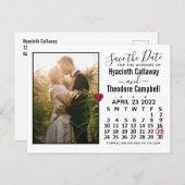 Wedding Save the Date April 2022 Calendar Photo Uitnodiging Briefkaart (Voorkant / Achterkant)
