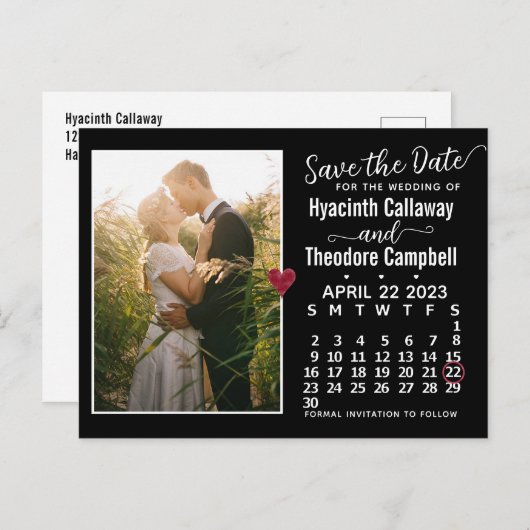 Wedding Save the Date April 2023 Calendar Photo Uitnodiging Briefkaart (Voorkant / Achterkant)