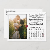 Wedding Save the Date April 2023 Calendar Photo Uitnodiging Briefkaart (Voorkant / Achterkant)