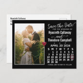 Wedding Save the Date April 2024 Calendar Photo Uitnodiging Briefkaart (Voorkant / Achterkant)