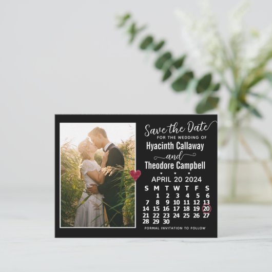 Wedding Save the Date April 2024 Calendar Photo Uitnodiging Briefkaart (Staand voorkant)