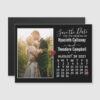 Wedding Save the Date August 2021 Calendar Photo Magnetische Uitnodiging