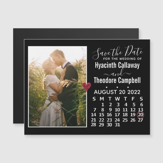 Wedding Save the Date August 2022 Calendar Photo Magnetische Uitnodiging (Voorkant / Achterkant)