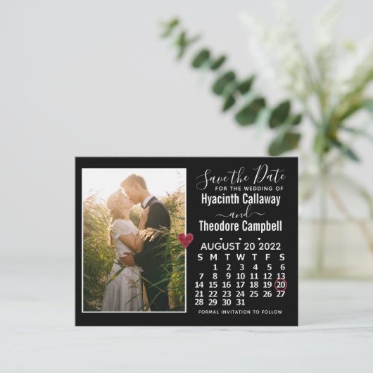 Wedding Save the Date August 2022 Calendar Photo Uitnodiging Briefkaart (Staand voorkant)