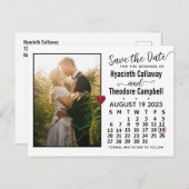 Wedding Save the Date August 2023 Calendar Photo Uitnodiging Briefkaart (Voorkant / Achterkant)