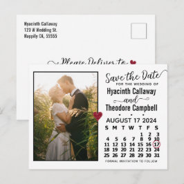 Wedding Save the Date August 2024 Calendar Photo Uitnodiging Briefkaart