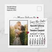 Wedding Save the Date August 2024 Calendar Photo Uitnodiging Briefkaart (Voorkant / Achterkant)