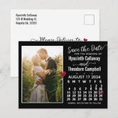 Wedding Save the Date August 2024 Calendar Photo Uitnodiging Briefkaart (Voorkant / Achterkant)