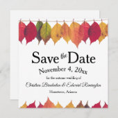Wedding Save The Date Autumn Leaves On String Aankondiging (Voorkant / Achterkant)