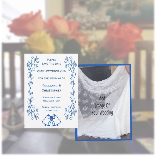 Wedding Save The Date Blue Sapphire Bells