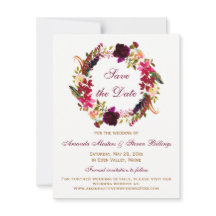 Wedding Save the Date - Burgundy Floral, veren