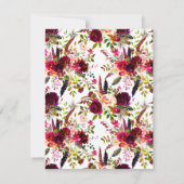 Wedding Save the Date - Burgundy Floral, veren Kaart (Achterkant)