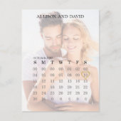 Wedding Save the Date Calendar 6 Row Photo Aankondigingskaart (Voorkant)