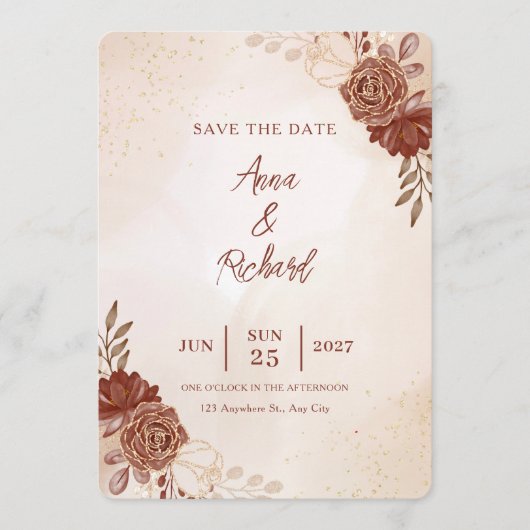 Wedding Save the Date Card | Elegant Botanical  Kaart (Voorkant)