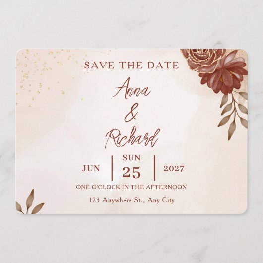 Wedding Save the Date Card | Elegant Botanical  Kaart (Voorkant)